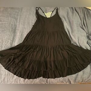 VINTAGE HAVANA Dress- LBD Multi-tiered Mini w/ Lace T-back & Adjustable Straps